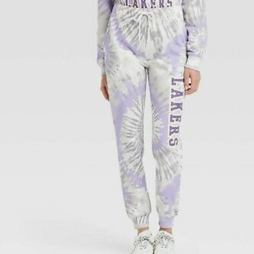 Women’s Tie Dye Sweatpants Los Angeles Lakers Hybrid Apparel Lavender Size XS